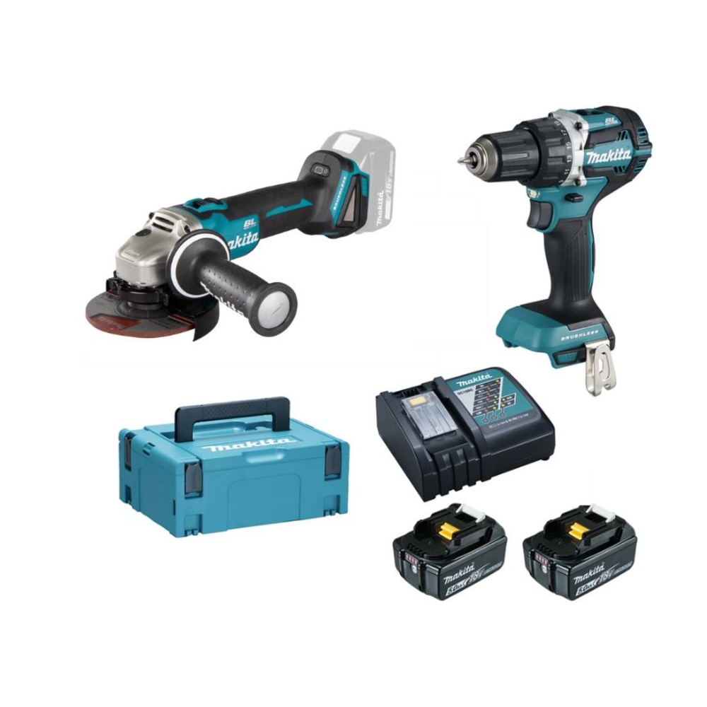 Pack 2 machines 18V visseuse DDF484RGJ + meuleuse D125 mm DGA504Z 2 batteries 6Ah + chargeur - MAKITA - LOT0263