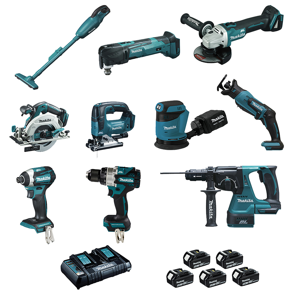Pack 10 machines MAKITA 18V batteries 5Ah DLX1011PTJ LOT0309