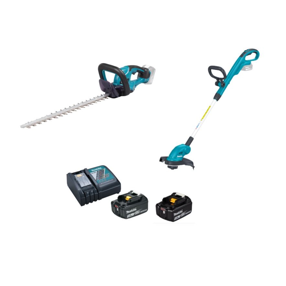 Pack 2 machines jardin taille haies + coupe herbe avec batteries 3 Ah - MAKITA - LOT0347 