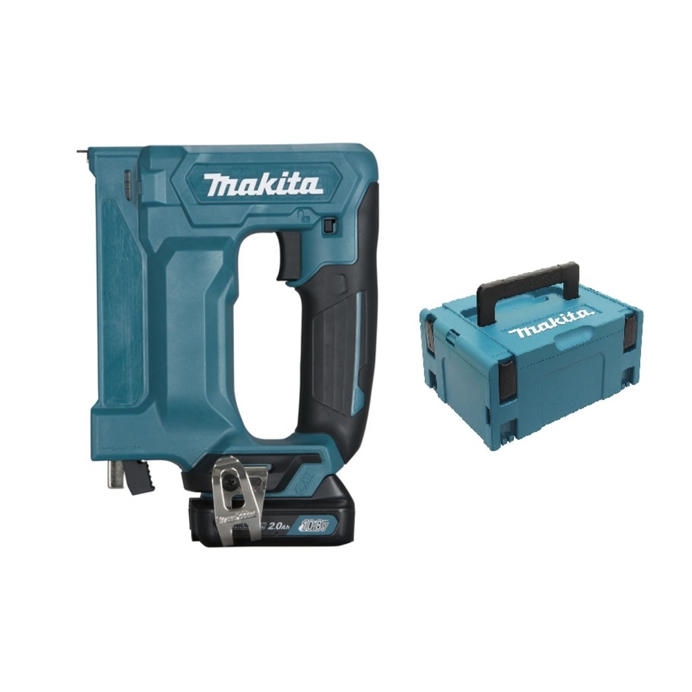 AGRAFEUSE MAKITA 10,8 V LI-ION 2 AH CXT 7 / 10 MM + 2 BATTERIES + 1 CHARGEUR + 1 COFFRET-ST113DSAJ