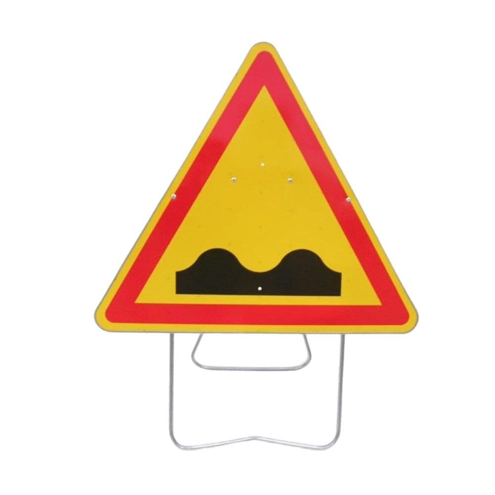 PANNEAU DE SIGNALISATION AK2 1000 CLASSE T1 CHAUSSEE DEFORMEE + PIED - NADIA SIGNALISATION - 1000412