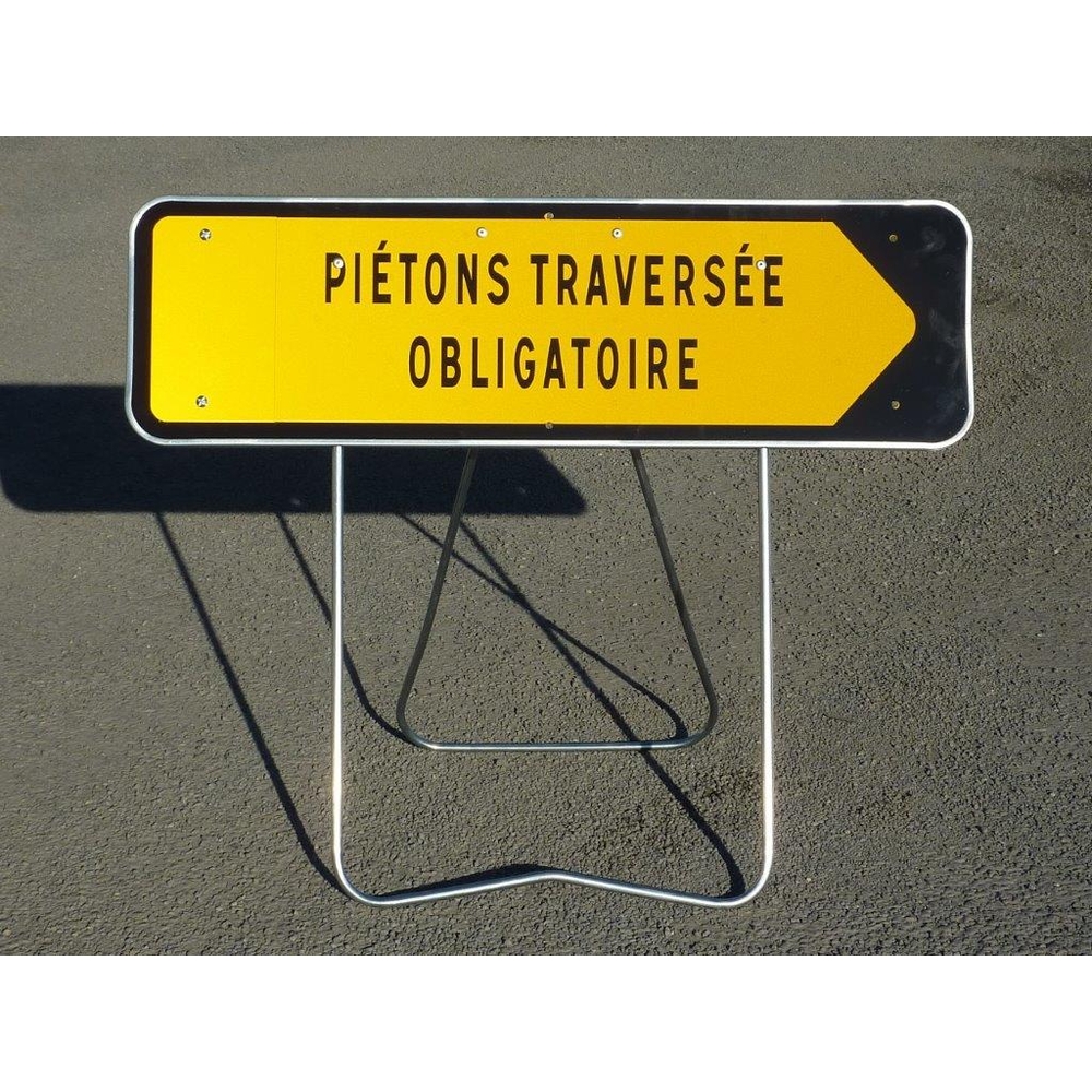 Panneau de signalisation PPO PIETONS TRAVERSEE OBLIGATOIRE avec pieds 1000x300mm NADIA SIGNALISATION - N002PPOCLTSPS