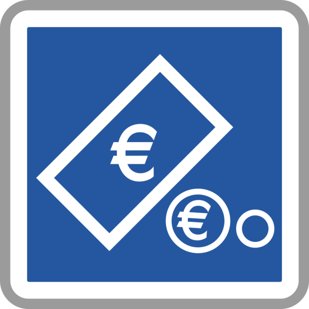 PANNEAU CARRÉ Paiement automatique par pièces et billets 350 ECOLIGN C64c cl2 - NADIA SIGNALISATION - CAR350E2C64c