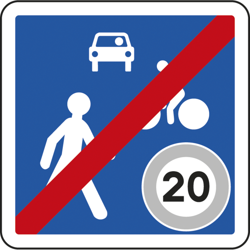 Panneau carré Sortie d'une zone de rencontre 500 Ecolign B53 cl1 - NADIA SIGNALISATION - CAR500E1B53