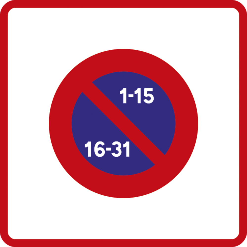 Panneau carré stationnement alterné mensuel 500 Ecolign B6b2 cl1 - NADIA SIGNALISATION - CAR500E1B6b2