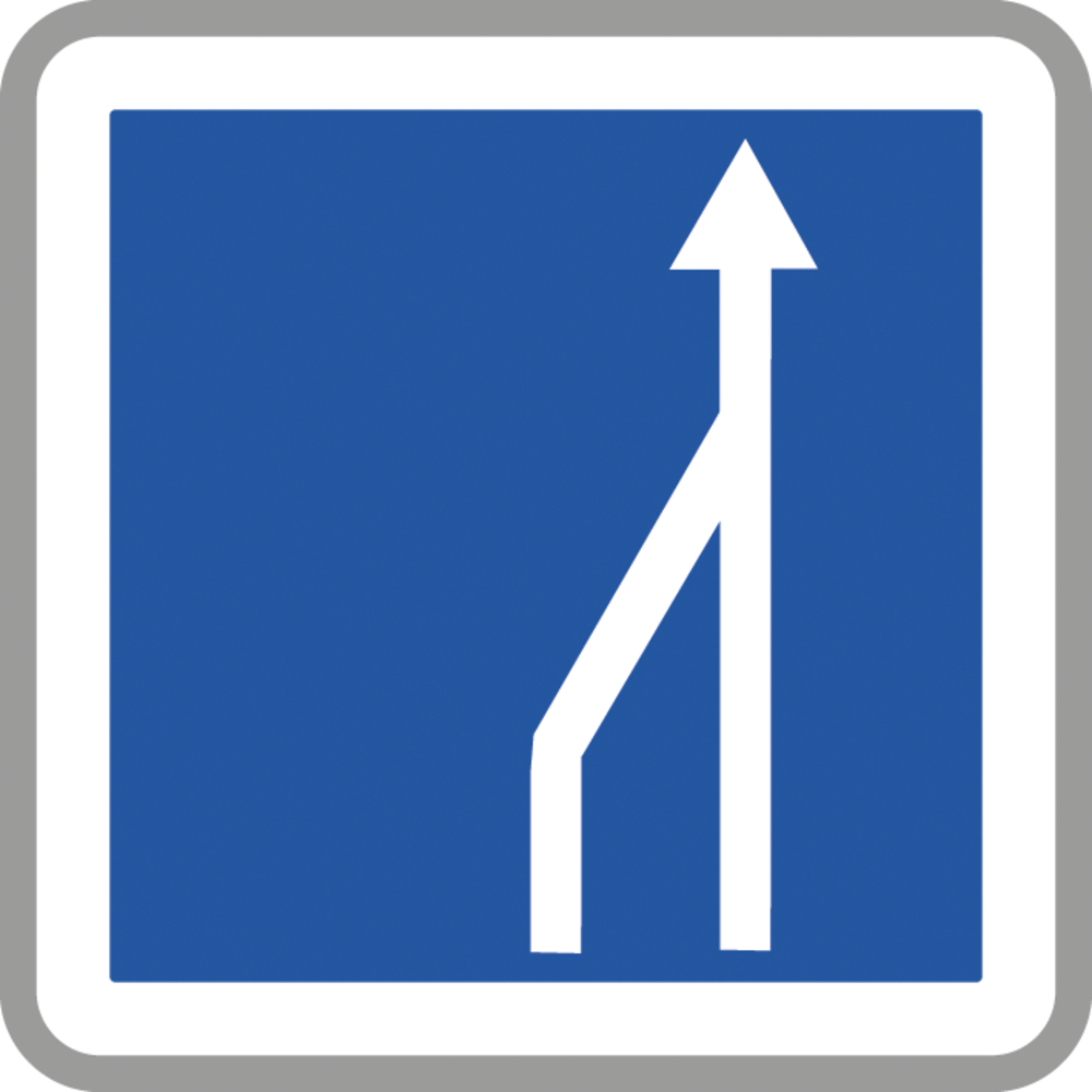 Panneau carré Réduction voies route à chaussées séparées 900 Ecolign C28ex1 cl1 - NADIA SIGNALISATION - CAR900E1C28ex1