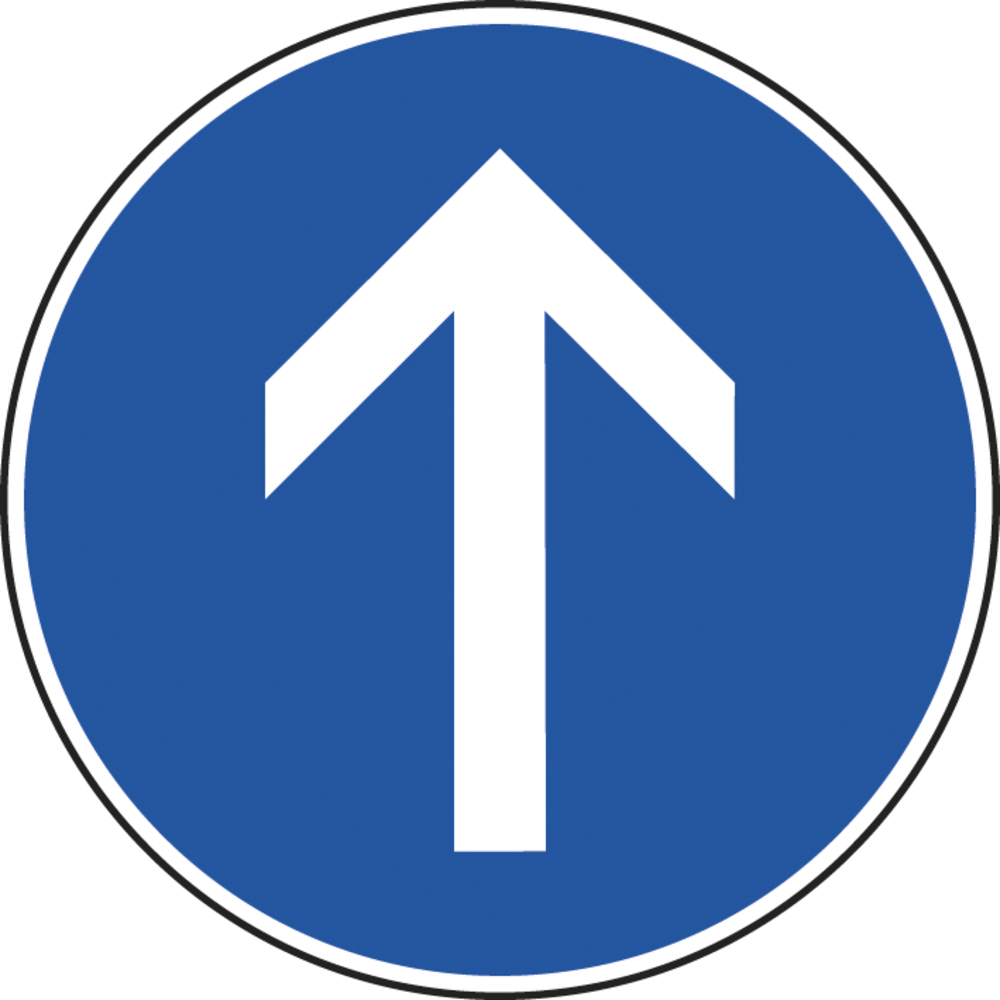 Panneau disque direction obligatoire tout droit à prochaine intersection 450 B21b cl1 - NADIA SIGNALISATION - DIS450E1B21b