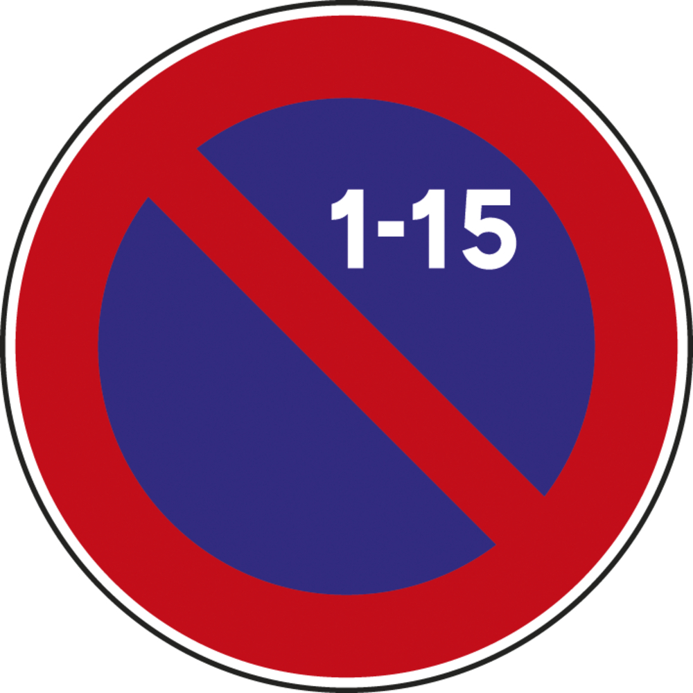 Panneau disque stationnement interdit 1er au 15 du mois 650 B6a2 cl2 - NADIA SIGNALISATION - DIS650E2B6a2