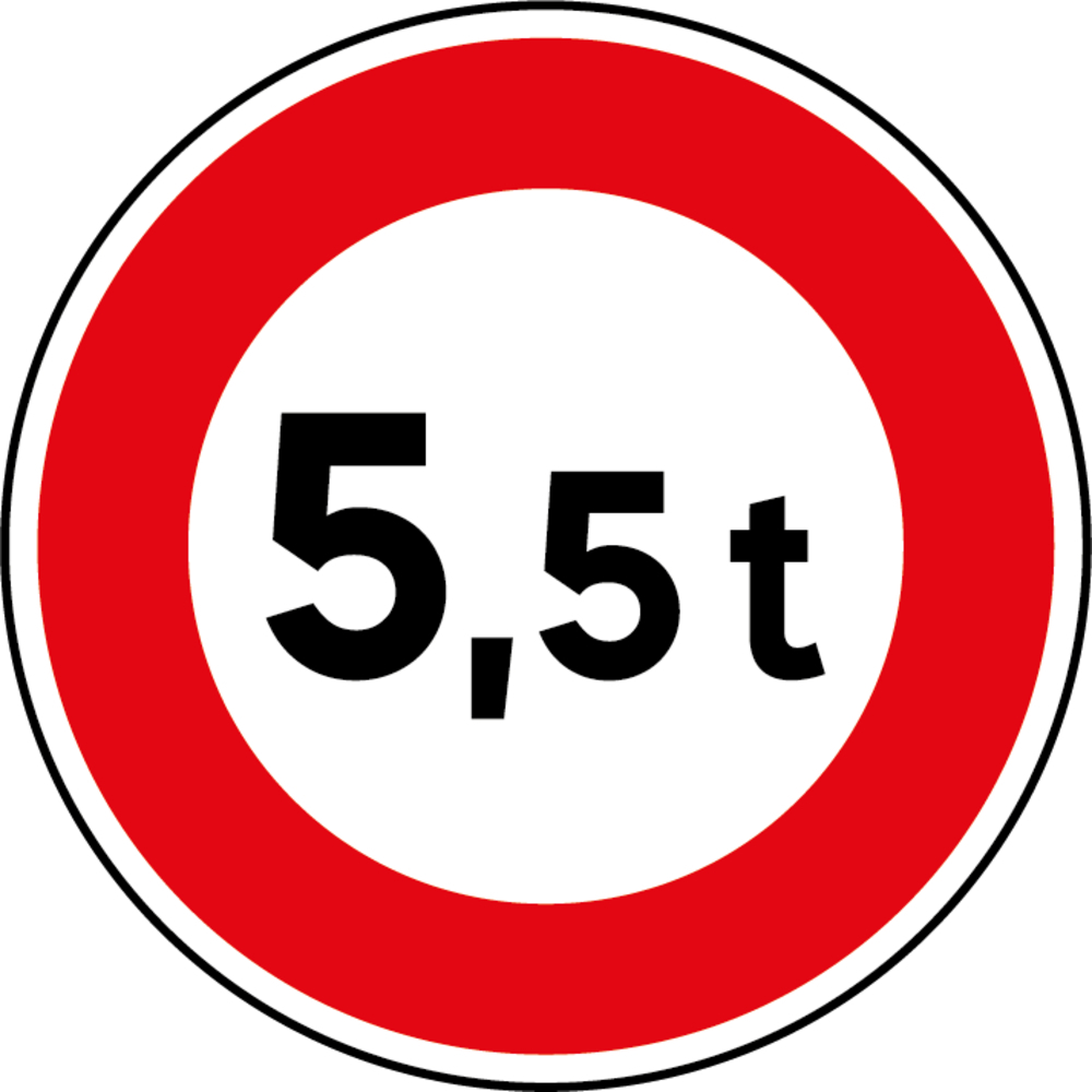 Panneau disque accès interdit poids excédant valeur spécifiée 850 B13 5T5 cl1 - NADIA SIGNALISATION - DIS850E1B13 5T5