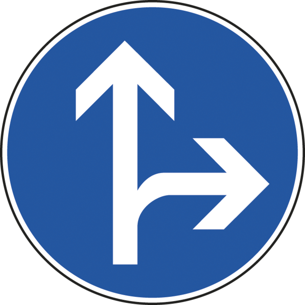 Panneau disque Directions obligatoires tout droit ou à droite 850 B21d1 cl1 - NADIA SIGNALISATION - DIS850E1B21d1