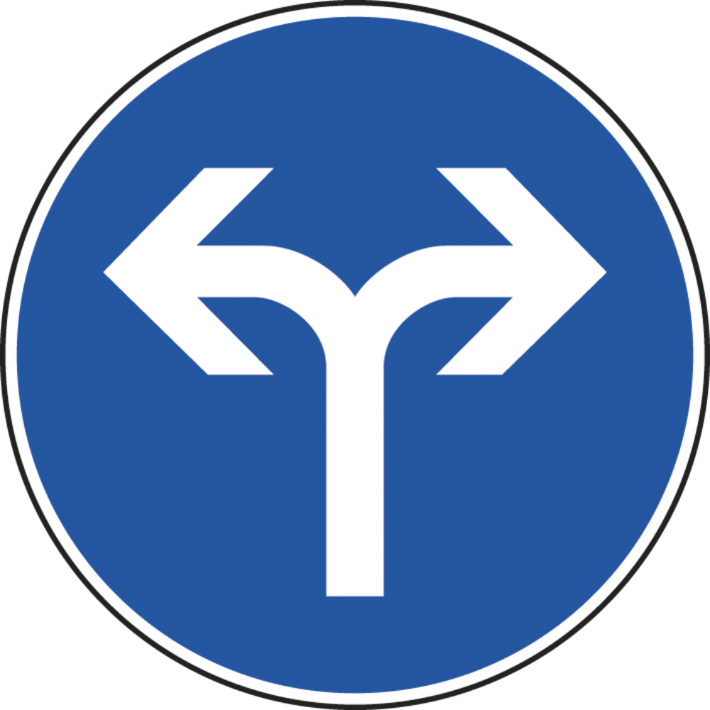 Panneau disque directions obligatoires prochaine intersection 850 B21e cl2 - NADIA SIGNALISATION - DIS850E2B21e
