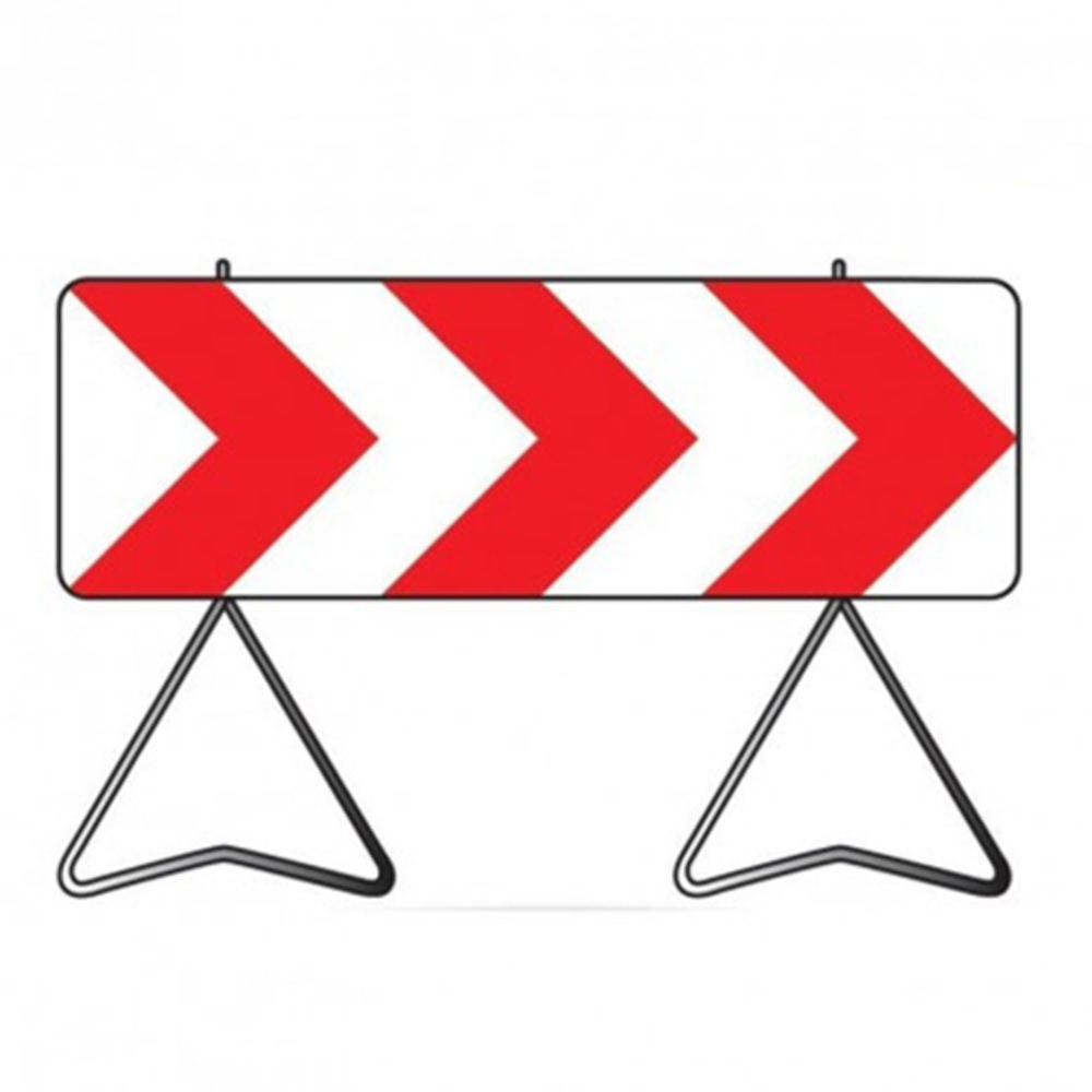 PANNEAU DE SIGNALISATION K8  DÉVIATION OU RÉTRÉCISSEMENT DE VOIE T1 1500X500MM AVEC PIEDS NADIA SIGNALISATION - 201230