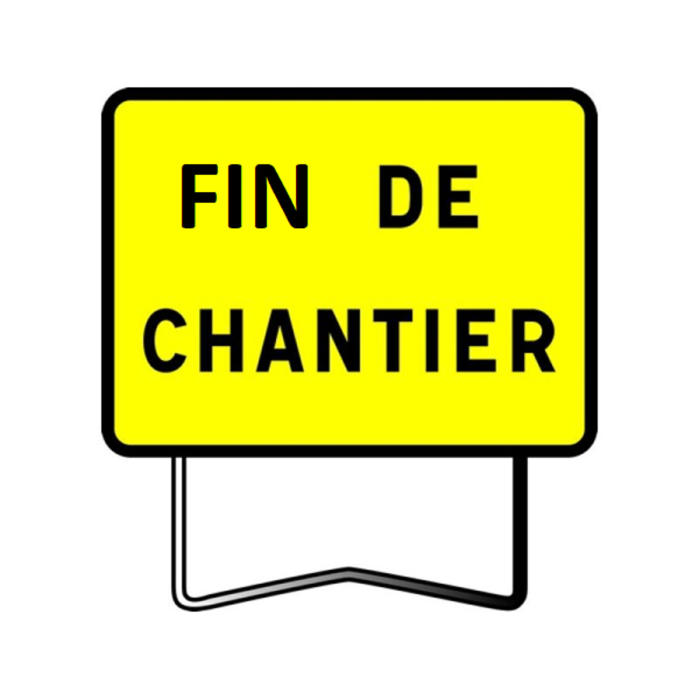 PANNEAU DE SIGNALISATION KC1 FIN DE CHANTIER 800X600MM T1 NADIA SIGNALISATION  N002KC1FDC800X600CLT