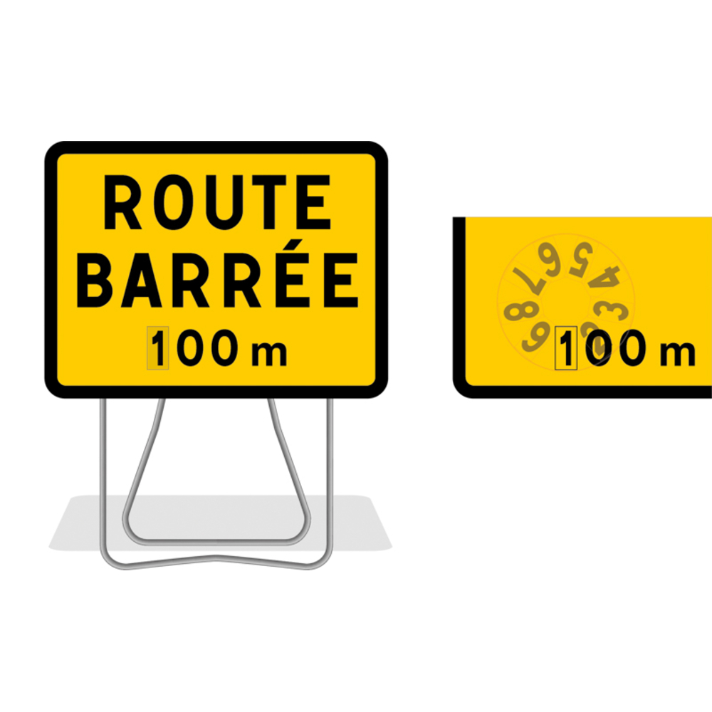 PANNEAU DE SIGNALISATION KC1 ROUTE BARREE 800X600 AVEC DISQUE  NADIA SIGNALISATION- KC1RBD800X600CL1