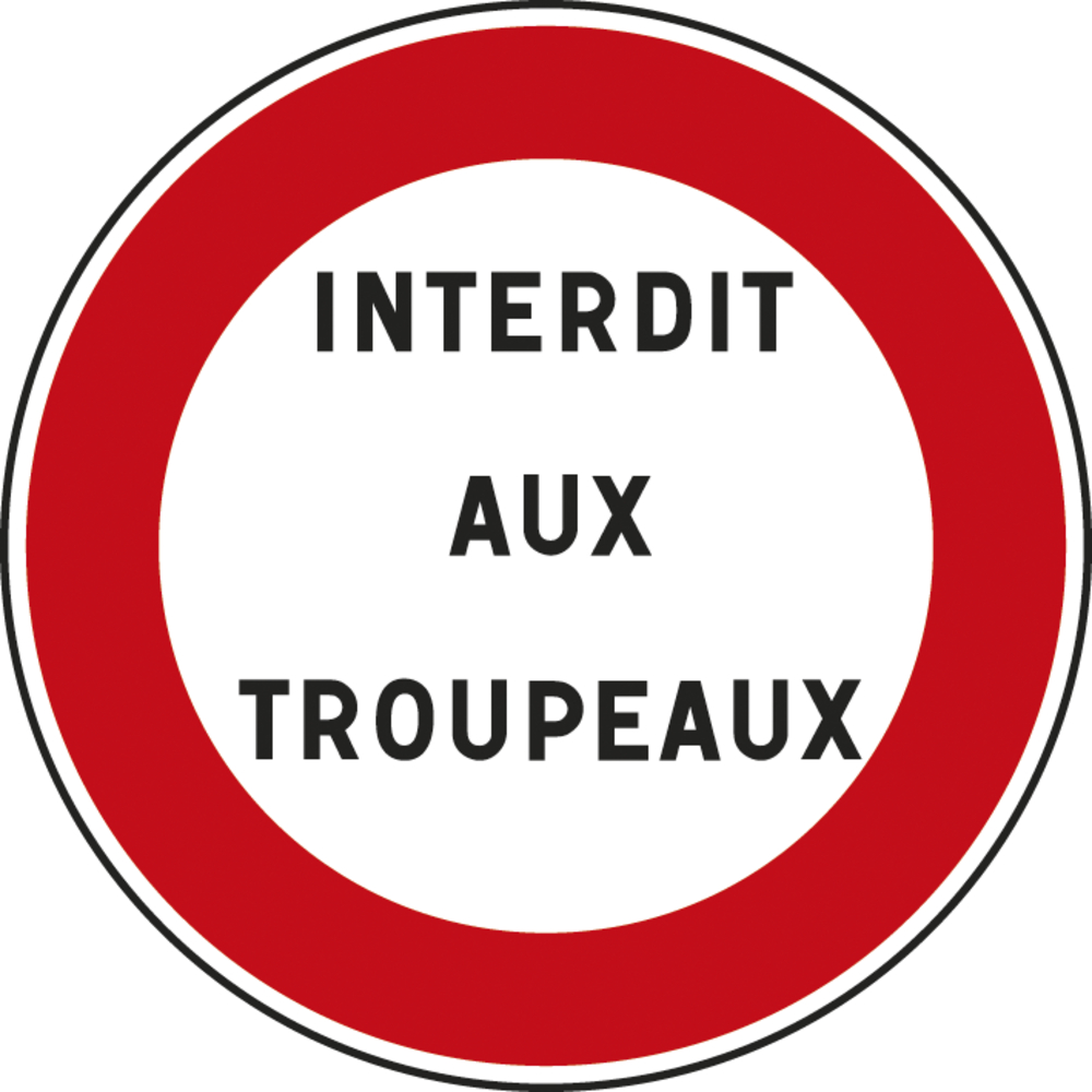 PANNEAU DISQUE BRETAGNE D450 B19 INTERDIT AUX TROUPEAUX PDIS450BREB19