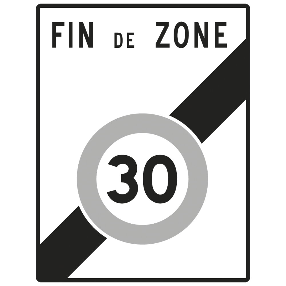 Rectangle Sortie zone à vitesse limitée 30 km/h 500x650 B51 cl2 - NADIA SIGNALISATION - PREC500650E2B51