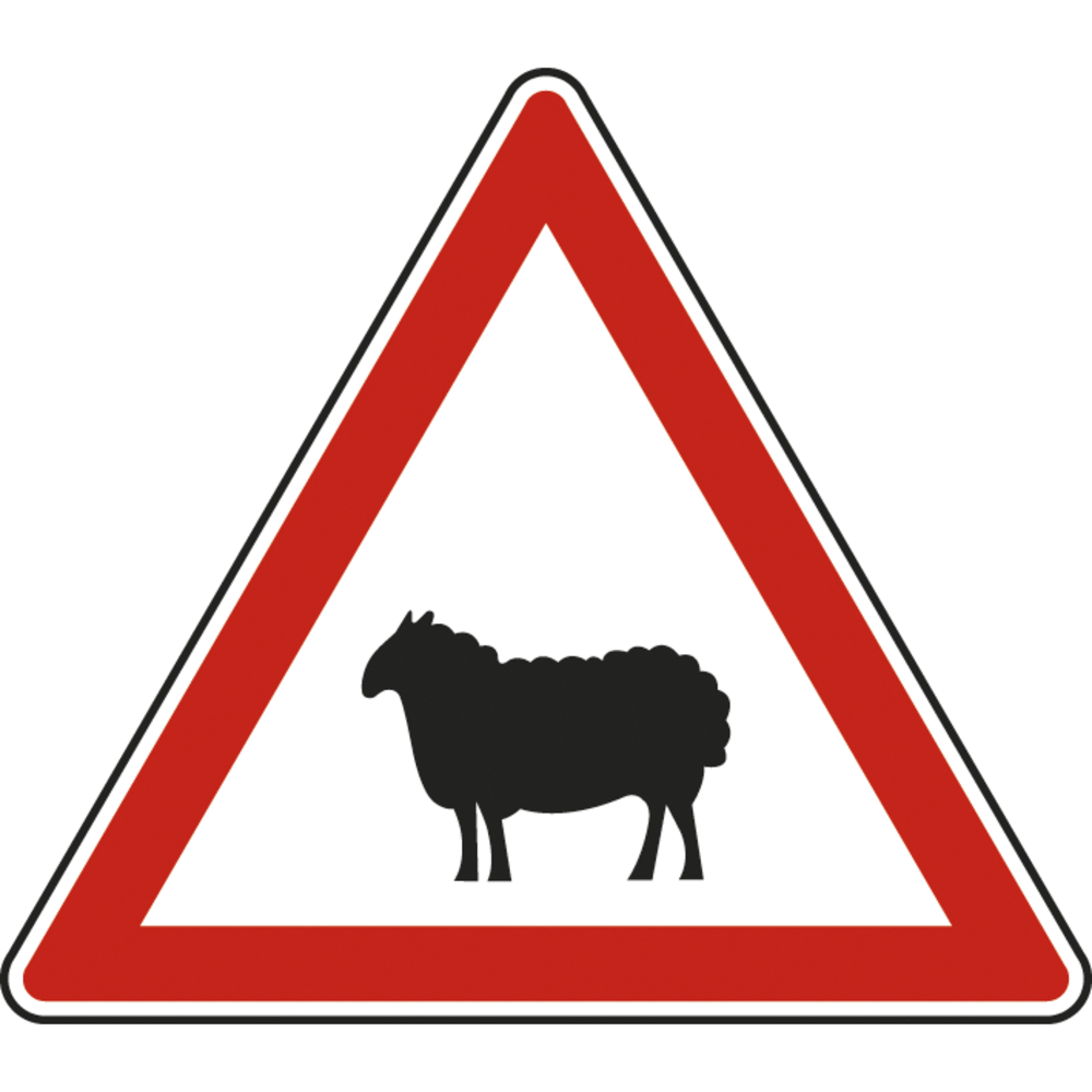 Panneau triangle Passage d'animaux domestiques 500 Ecolign A15a2 cl1 - NADIA SIGNALISATION - TRI500E1A15a2