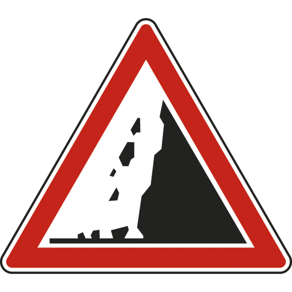 Panneau triangle Risque de chute ou présence de pierres 500 Ecolign A19 cl1 - NADIA SIGNALISATION - TRI500E1A19
