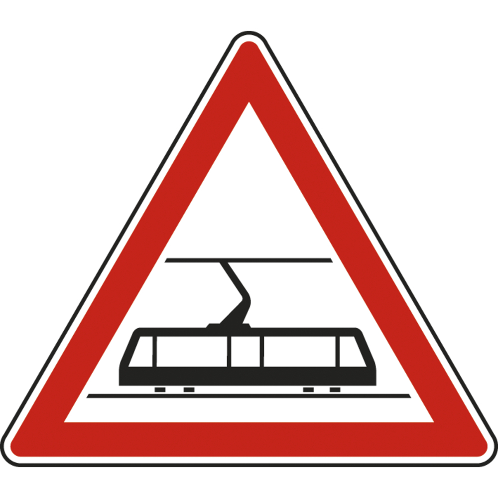 Panneau triangle traversée transport commun 500 Ecolign A9 cl1 - NADIA SIGNALISATION - TRI500E1A9