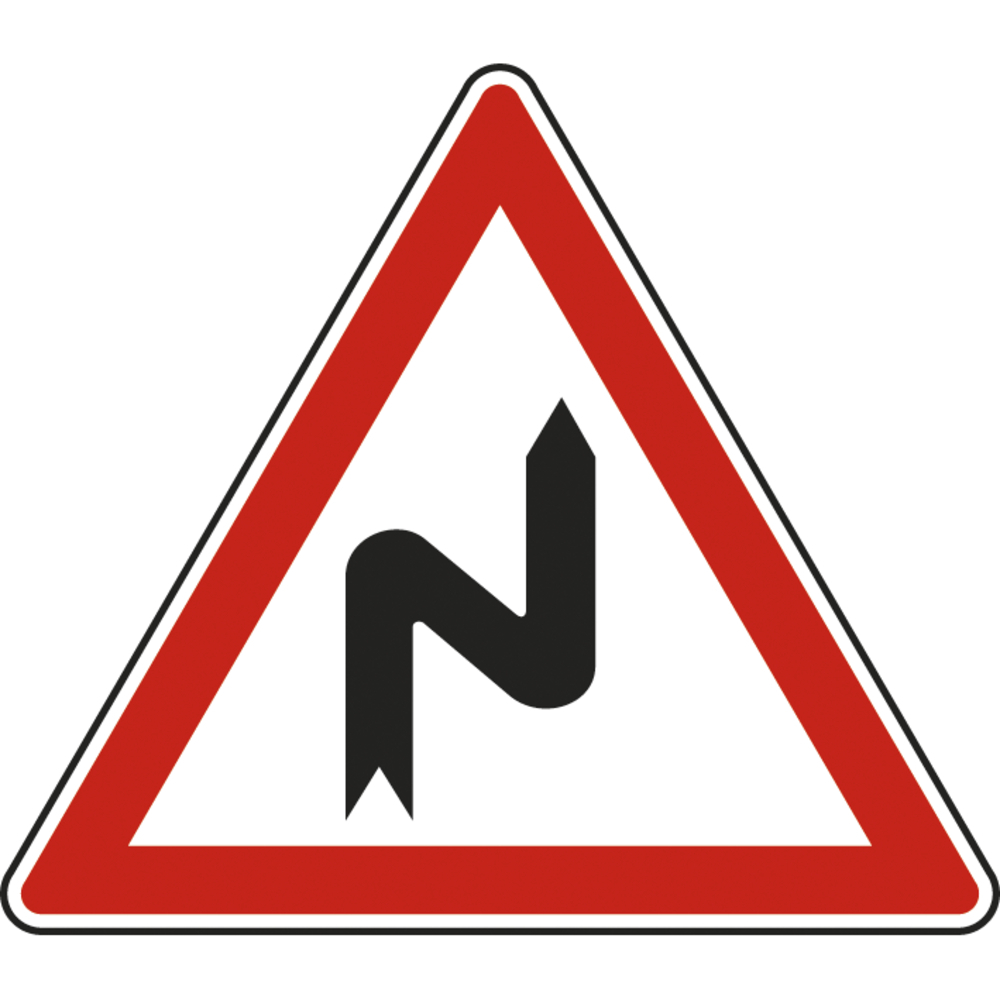 Panneau triangle Virages Premier Droite 500 Ecolign A1c cl2 - NADIA SIGNALISATION - TRI500E2A1c