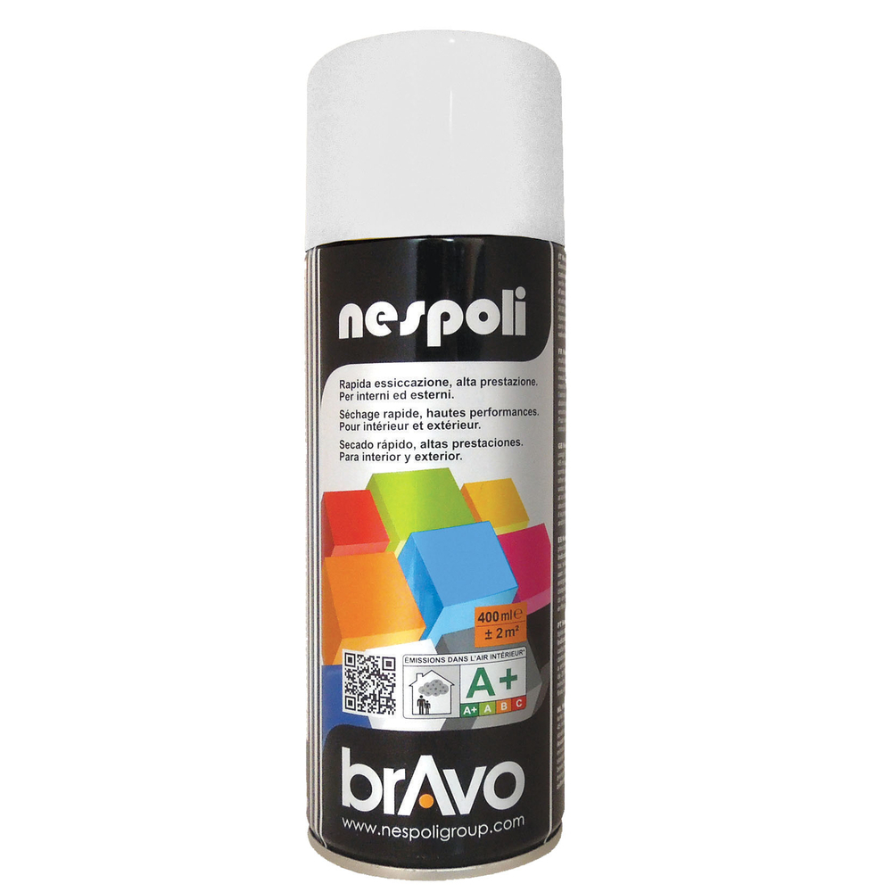 Aérosol de peinture décorative couleur blanc neige brillant 400 ml - NESPOLI - 180001