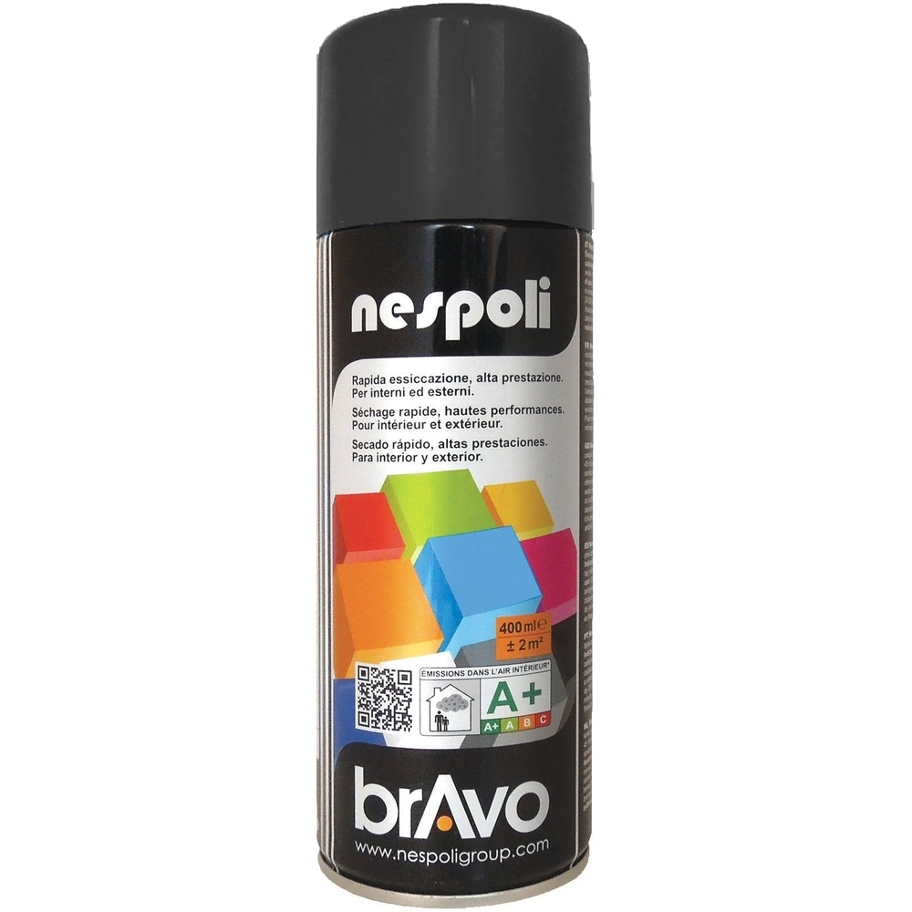 Aérosol de peinture décorative couleur noir brillant 400 ml - NESPOLI - 180005