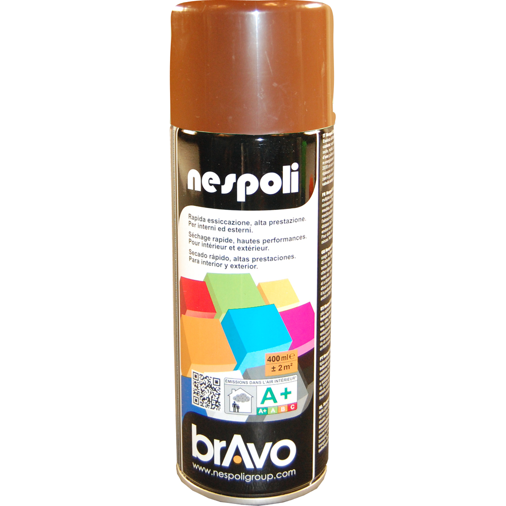 Aérosol de peinture décorative couleur marron brun brillant 400 ml - NESPOLI - 180007