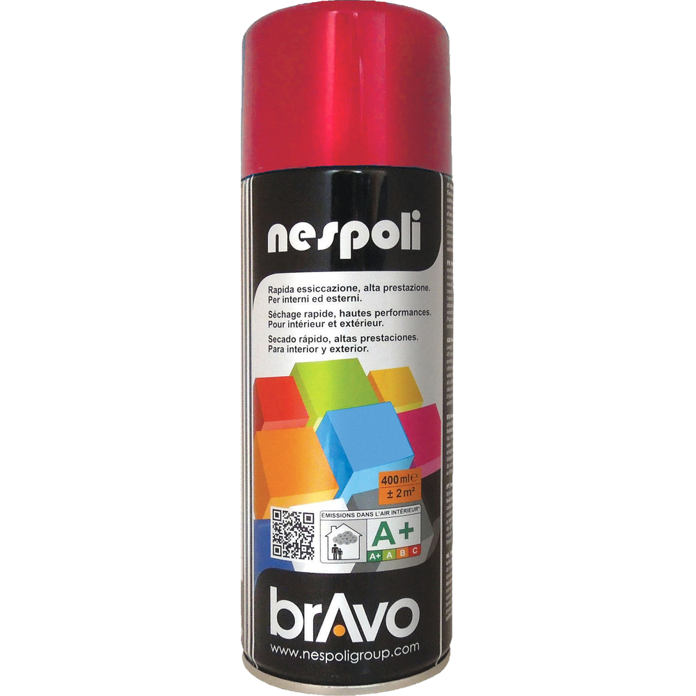 Aérosol de peinture décorative couleur rouge rubis brillant 400 ml - NESPOLI - 180008