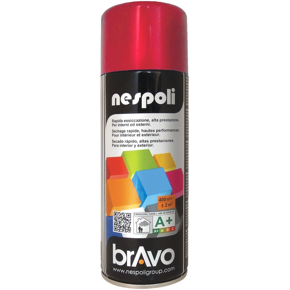 Aérosol de peinture décorative couleur rouge feu brillant 400 ml - NESPOLI - 180009