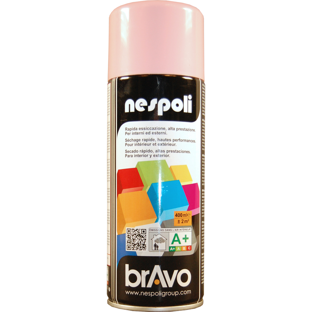 Aérosol de peinture décorative couleur rose pâle brillant 400 ml - NESPOLI - 180011