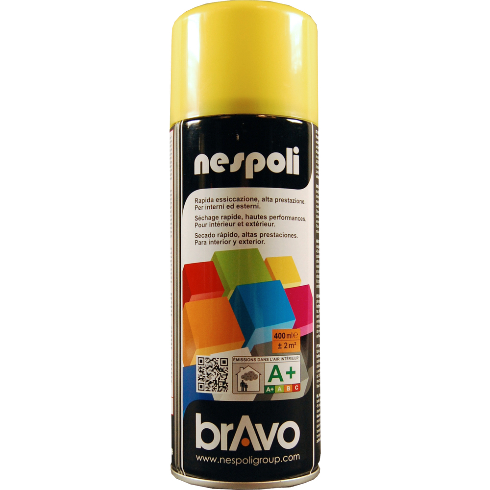 Aérosol de peinture décorative couleur jaune soleil brillant 400 ml - NESPOLI - 180012