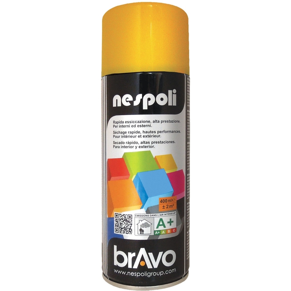 Aérosol de peinture décorative couleur jaune signal brillant 400 ml - NESPOLI - 180013