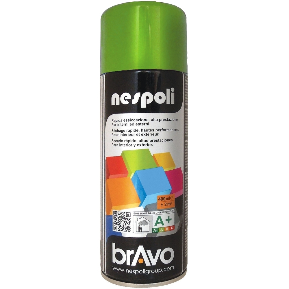 Aérosol de peinture décorative couleur vert oliver brillant 400 ml - NESPOLI - 180017