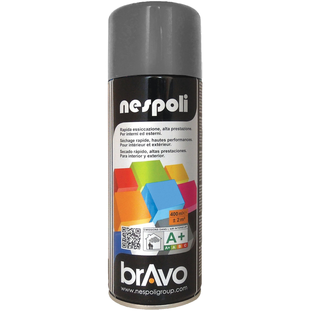 Aérosol de peinture décorative couleur gris argenté brillant 400 ml - NESPOLI - 180021