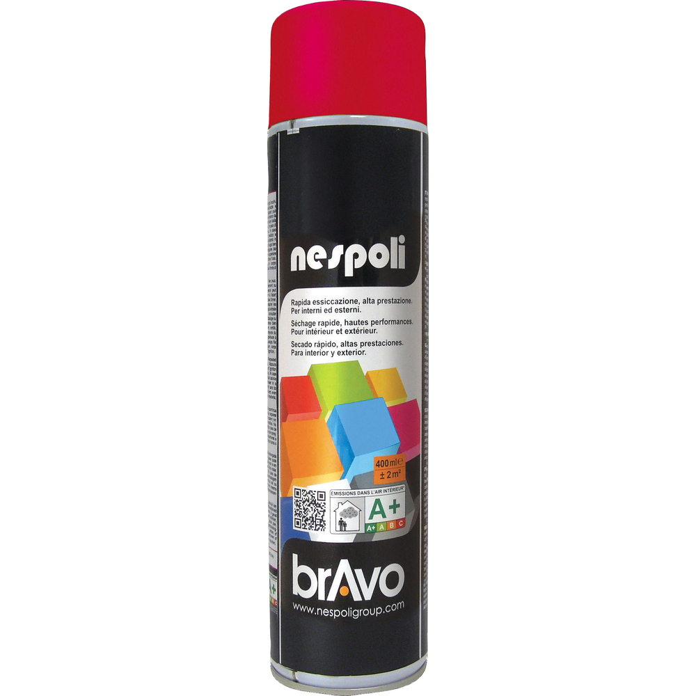 Aérosol de peinture décorative couleur rouge feu brillant 600 ml - NESPOLI - 180034