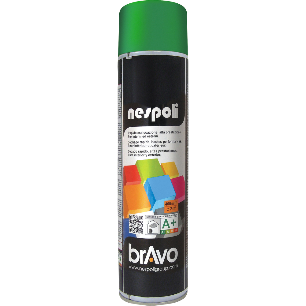 Aérosol de peinture décorative couleur vert jardin brillant 600 ml - NESPOLI - 180035