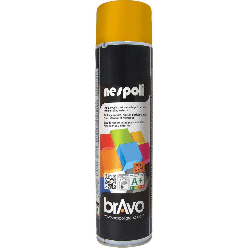 Aérosol de peinture décorative couleur jaune signal brillant 600 ml - NESPOLI - 180036
