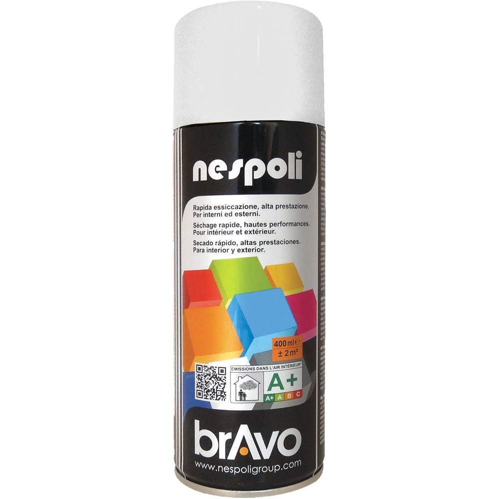 Aérosol de peinture décorative couleur blanc traffic brillant 400 ml - NESPOLI - 180041