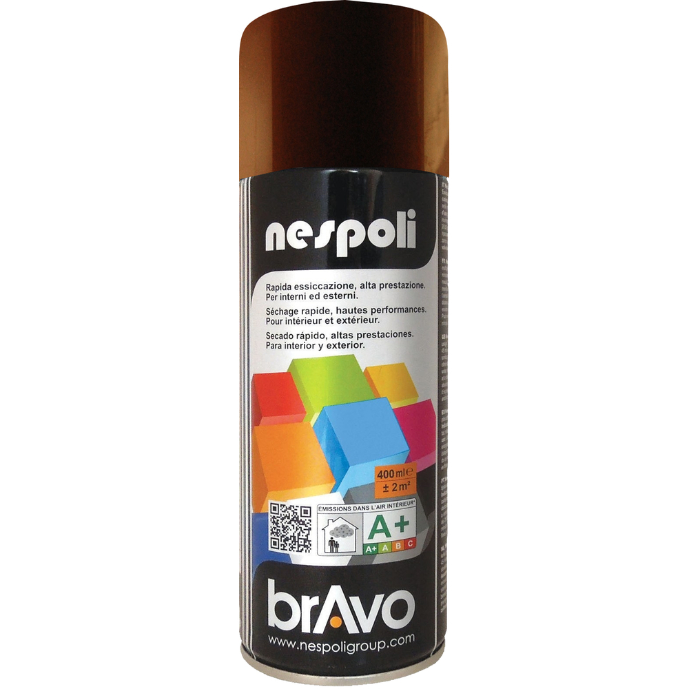 Aérosol de peinture décorative couleur brun chocolat brillant 400 ml - NESPOLI - 180050