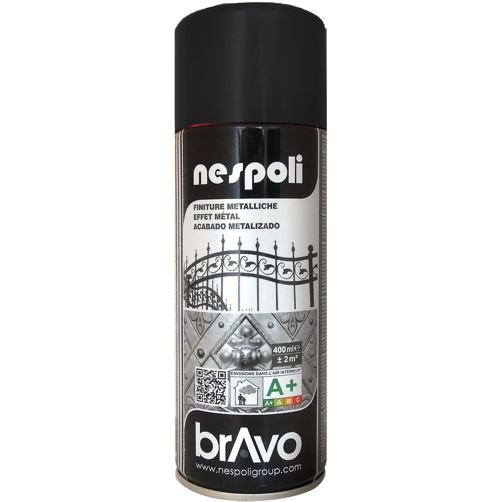 Aérosol de peinture acrylique à effet métalisé couleur noir 400 ml - NESPOLI - 180201