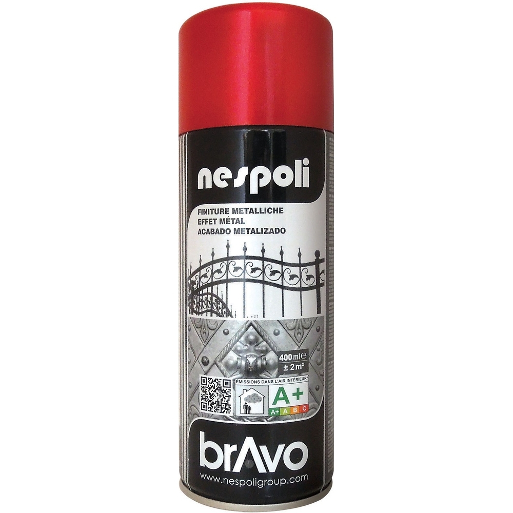 Aérosol de peinture acrylique à effet métalisé couleur rouge 400 ml - NESPOLI - 180205
