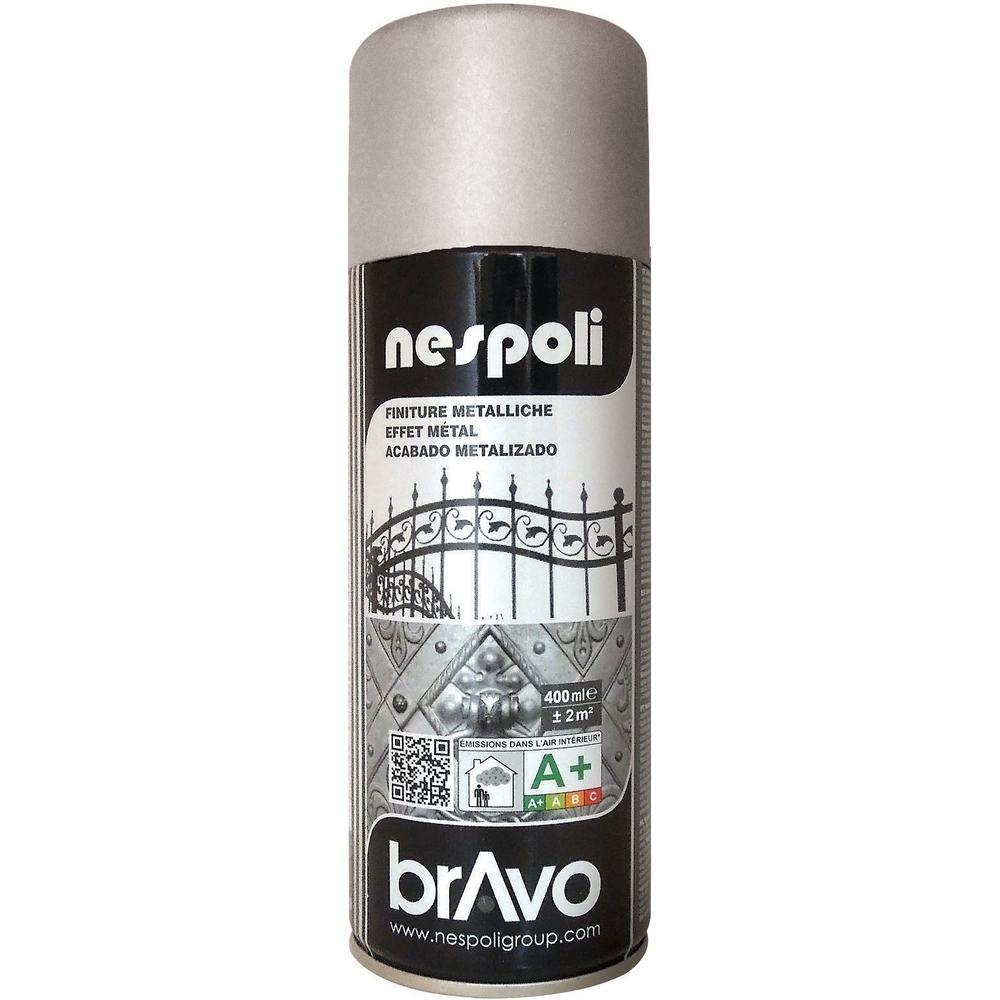 Aérosol de peinture acrylique à effet métalisé couleur argent 400 ml - NESPOLI - 180207