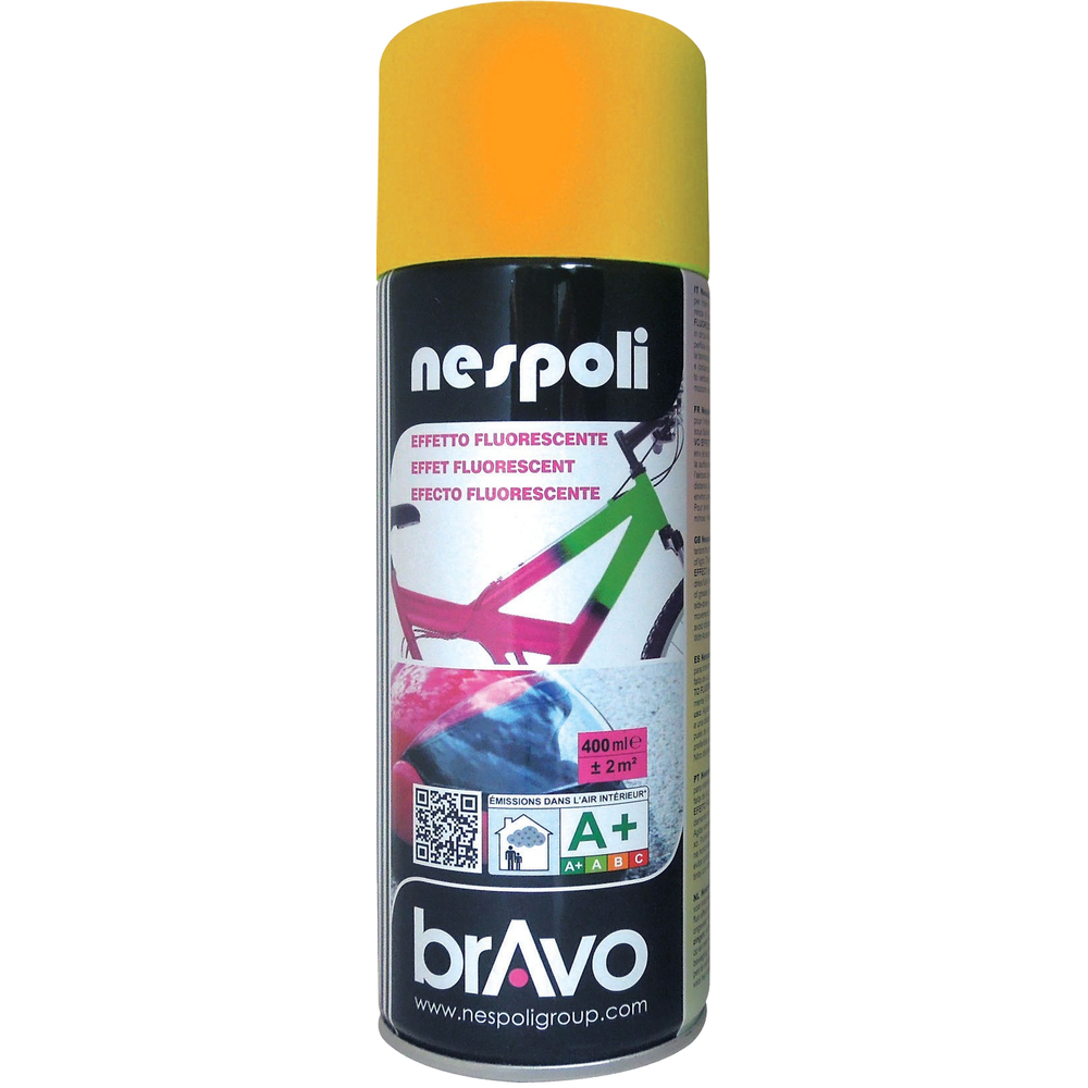 Aérosol de peinture acrylique fluorescente couleur orange fluo 400 ml - NESPOLI - 180501
