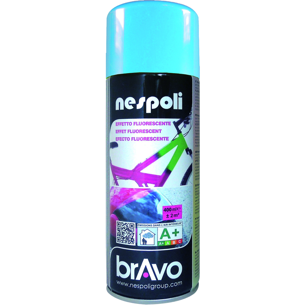 Aérosol de peinture acrylique fluorescente couleur bleu fluo 400 ml - NESPOLI - 180502