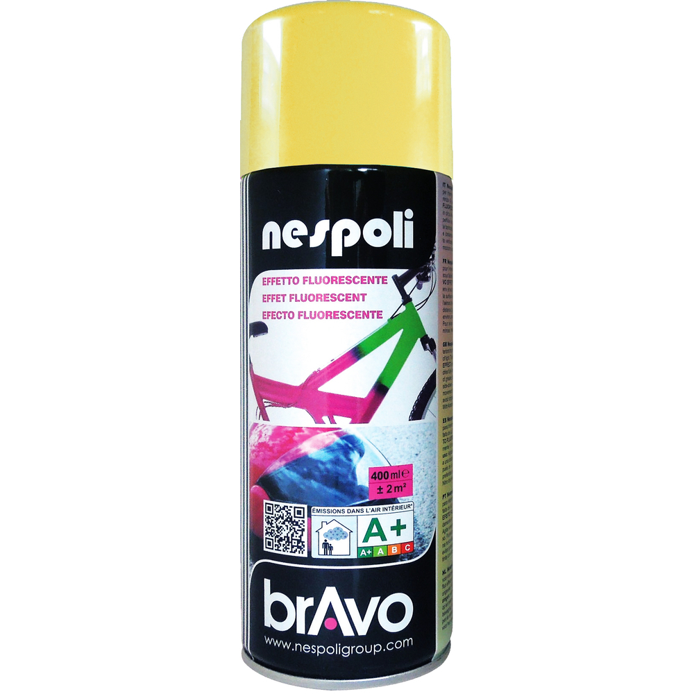 Aérosol de peinture acrylique fluorescente couleur jaune fluo 400 ml - NESPOLI - 180503