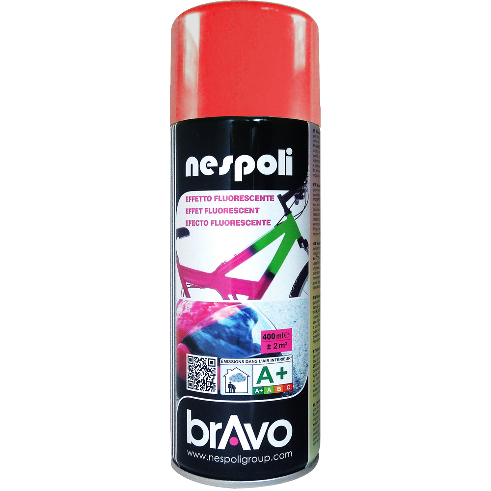 Aérosol de peinture acrylique fluorescente couleur rouge fluo 400 ml - NESPOLI - 180504