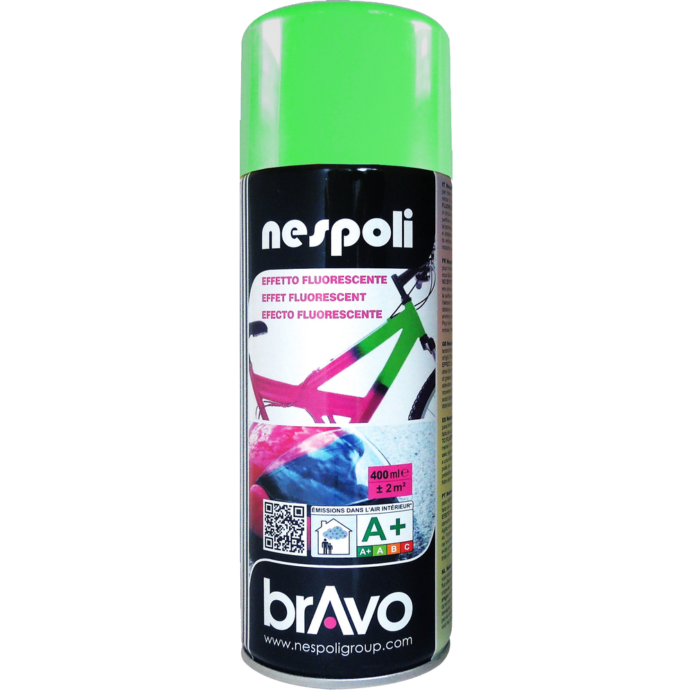 Aérosol de peinture acrylique fluorescente couleur vert fluo 400 ml - NESPOLI - 180505