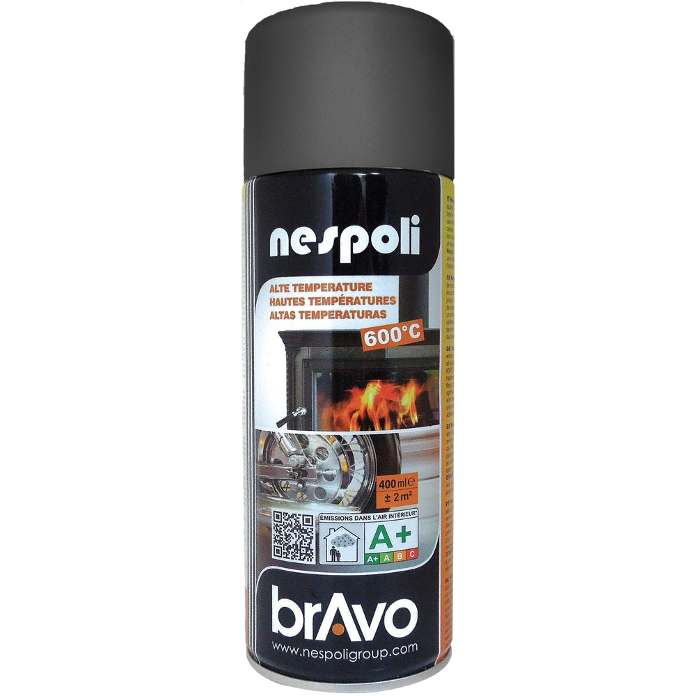 Aérosol de peinture acrylique spéciales hautes températures couleur noir 400 ml - NESPOLI - 180601