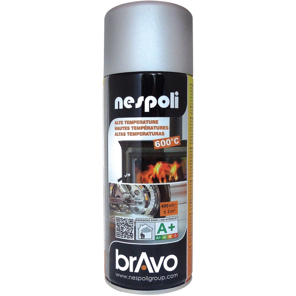Aérosol de peinture acrylique spéciales hautes températures couleur aluminium 400 ml - NESPOLI - 180603