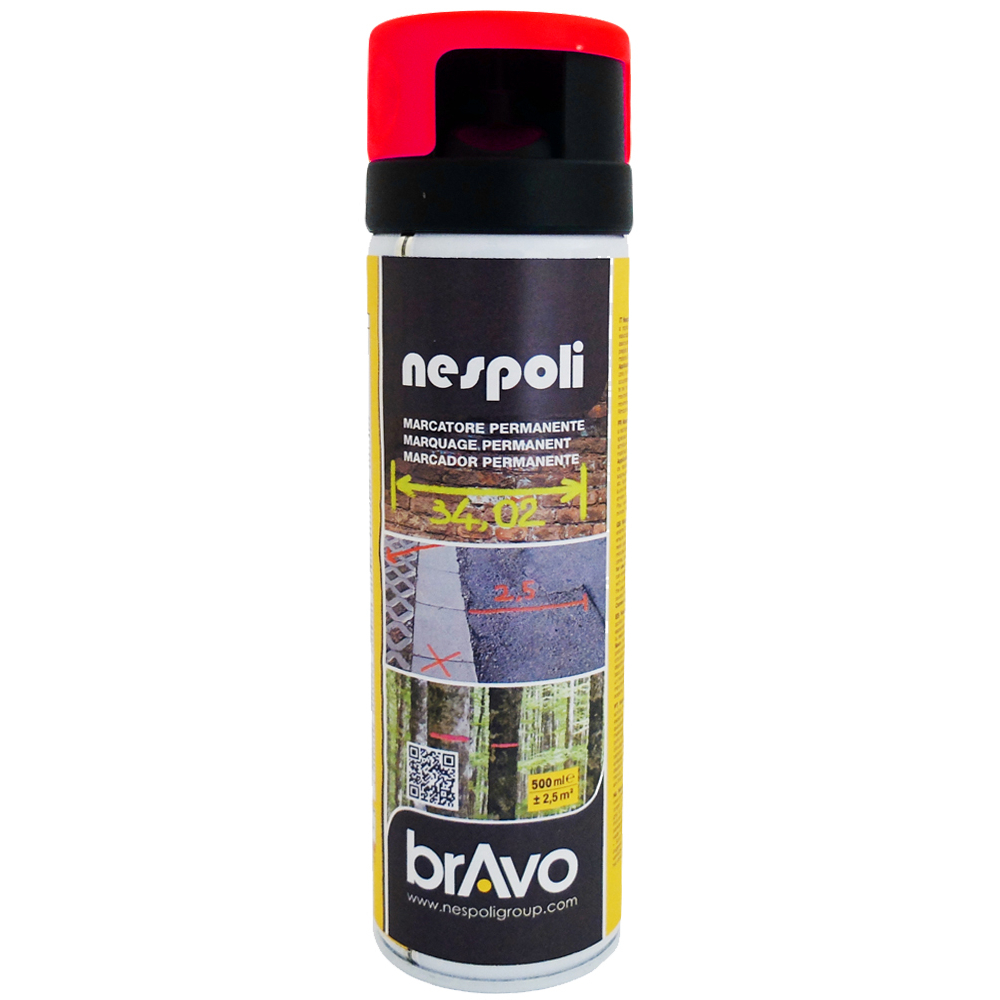 Aérosol de peinture acrylique traceur de chantier couleur rouge fluo 500 ml - NESPOLI - 182111